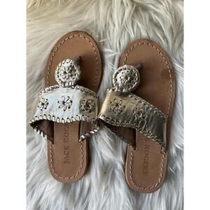 Jack Rogers Girks Gold Metallic Leather Sandals Size 13